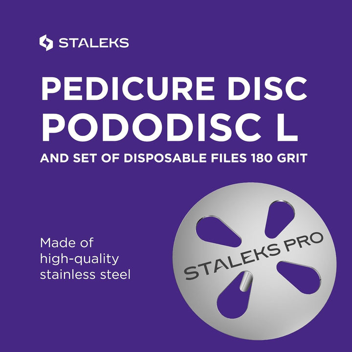 STALEKS Pododisc 25 mm Pediküre + 5 Ersatz-Feile 180 Grit Professioneller Heimgebrauch Edelstahl (PD