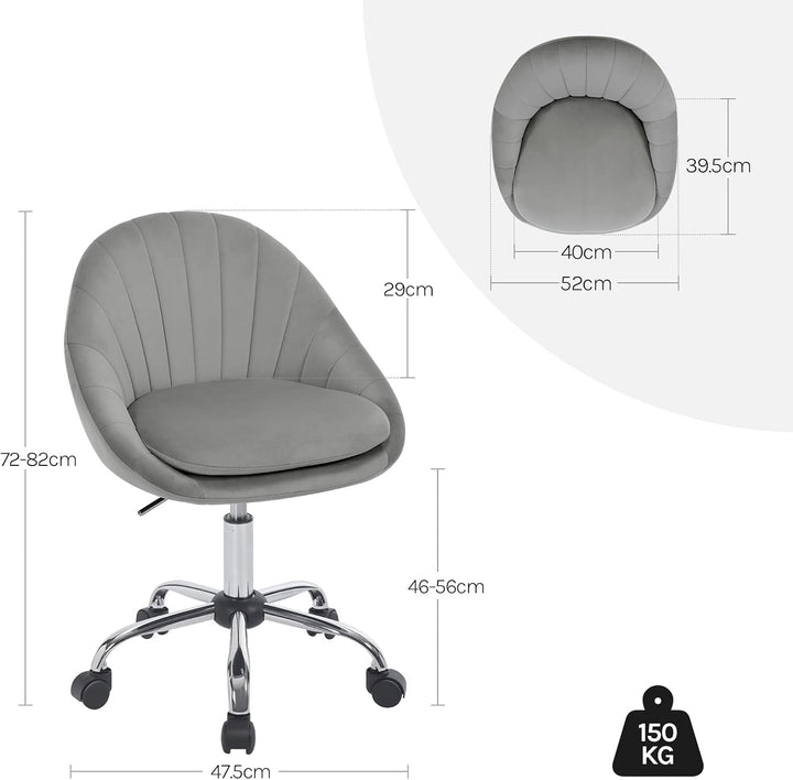 WOLTU Homeoffice Stuhl, Bürostuhl ergonomisch, Schminkstuhl drehbar, Drehstuhl mit Rollen, Schreibti