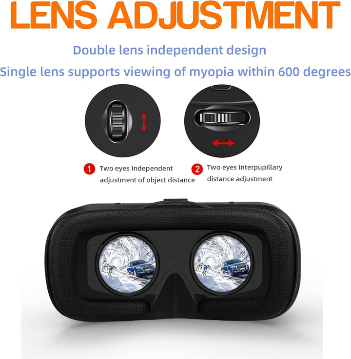 VR Brille 3D für Handy, 3D Brille Virtuelle Realität,HD VR für Filme & Spiele, Kompatibel mit nahezu