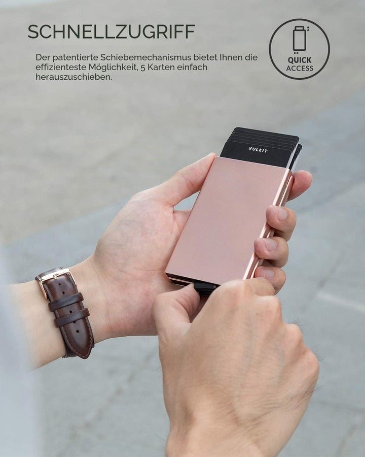 VULKIT Kartenetui Metall mit RFID NFC Schutz Karten Geldbörse Herren Geldbeutel Doppelt Karten Etui