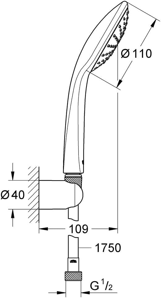 GROHE Vitalio Joy mono | Wandhalterset mit 1 Strahlart | chrom | 27324000, Wandhalterset