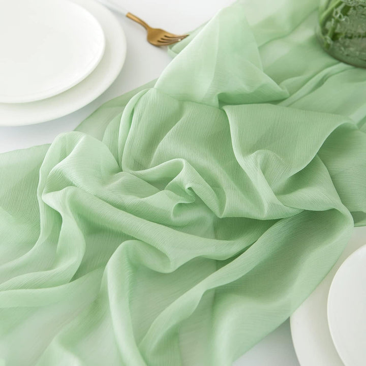 CHUQING Tischläufer Grün Chiffon Table Runner Hochzeit Tischdeko Läufer Tisch Stoff Tüll Hellgrün,70