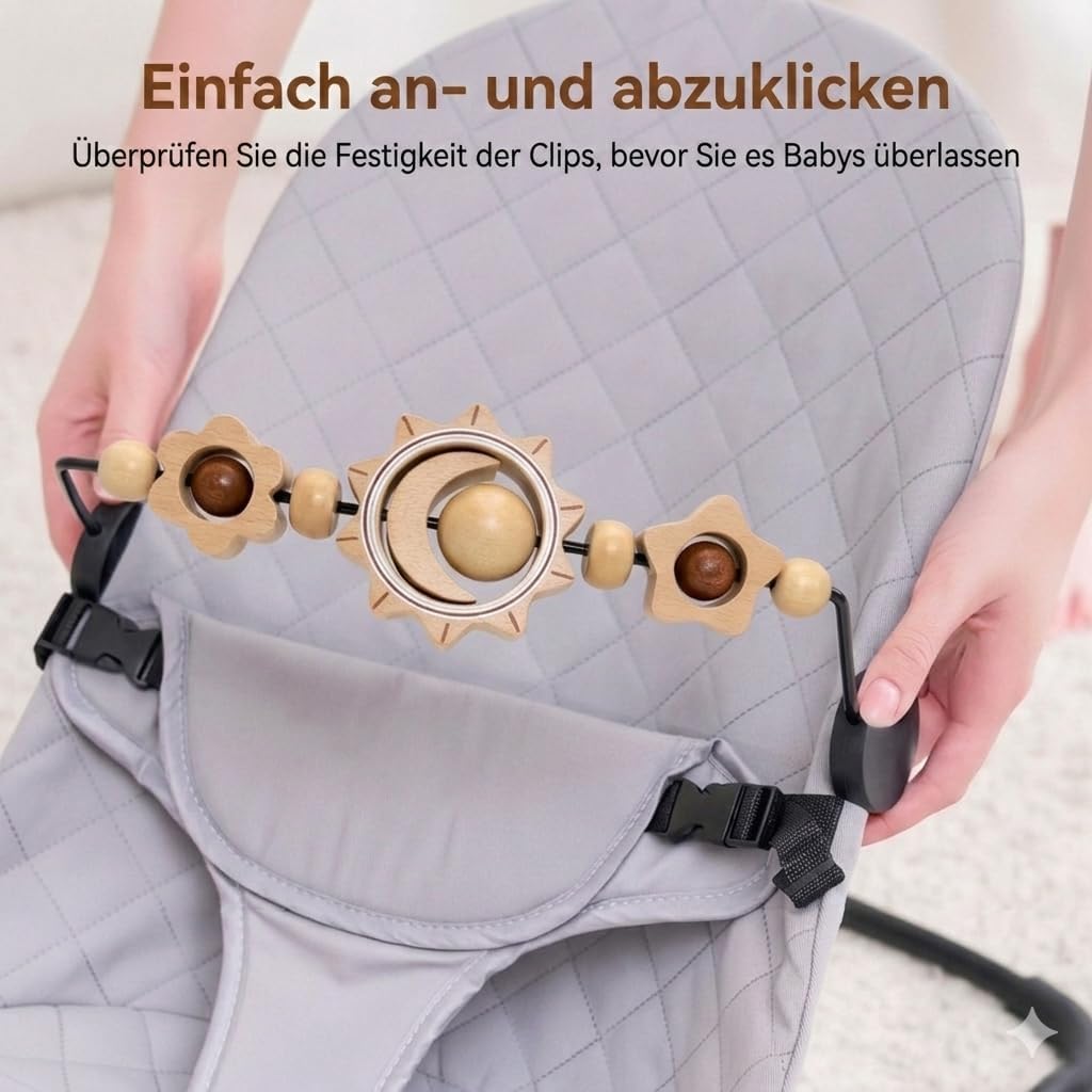 Spielzeug für Babywippe, kompatibel mit Baby Björn Bouncer Balance Soft & Bliss, drehbare Holzspielz