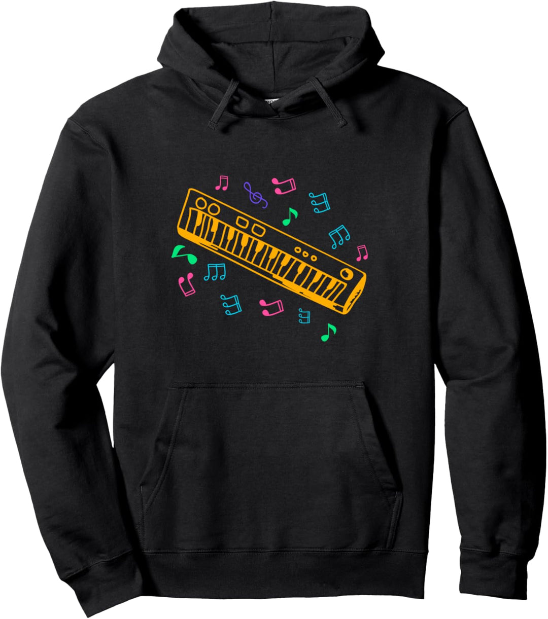 Piano Klaviatur Pianist Bunte Musik Noten Keyboard Klavier Pullover Hoodie