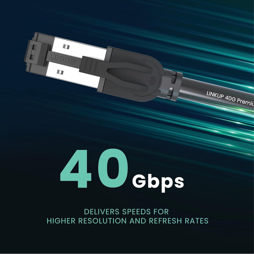 LINKUP - [40Gbps Zertifiziert] Cat8-Ethernet-Patchkabel Doppelt Geschirmt┃2000MHz (2Ghz) Cat8.1┃Zuku