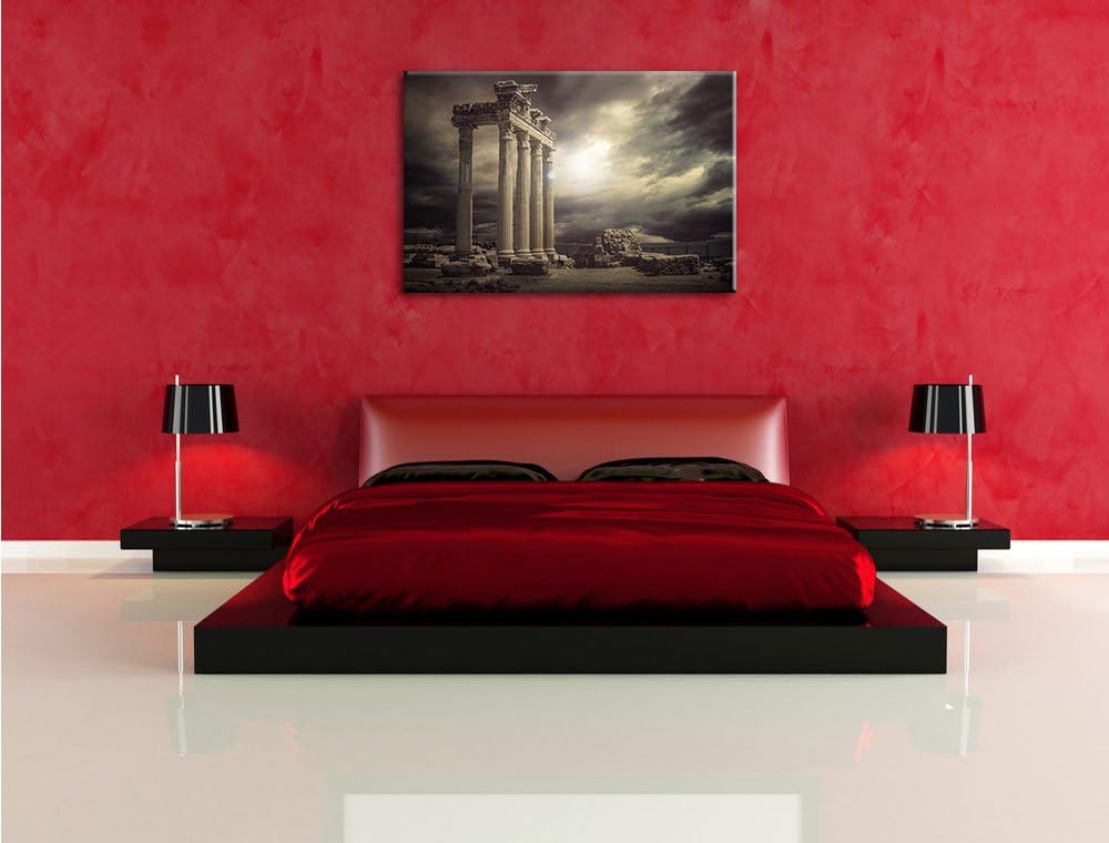 Pixxprint Apollon Tempel Ruine in Side als Leinwandbild/Grösse: 100x70 cm/Wandbild/Kunstdruck/fertig