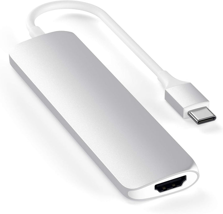 SATECHI Slim Type-C Multi-Port Adapter mit USB-C Pass-Through, 4K HDMI, USB 3.0 - Für M2/ M1 MacBook