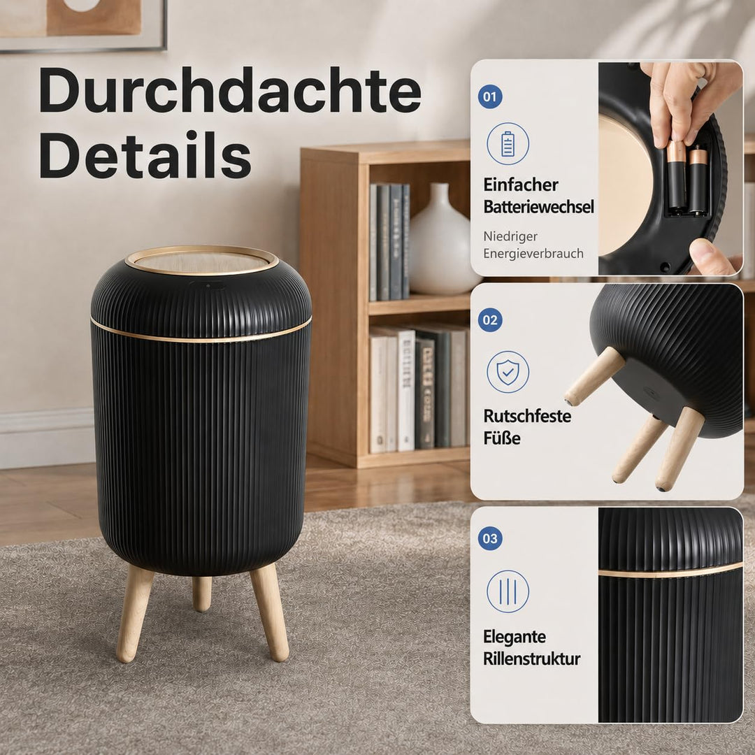 Smart Mülleimer mit Sensor,Weiss,10L,für Küche und Badezimmer, klein Geruchsdichter Trash Can Automa
