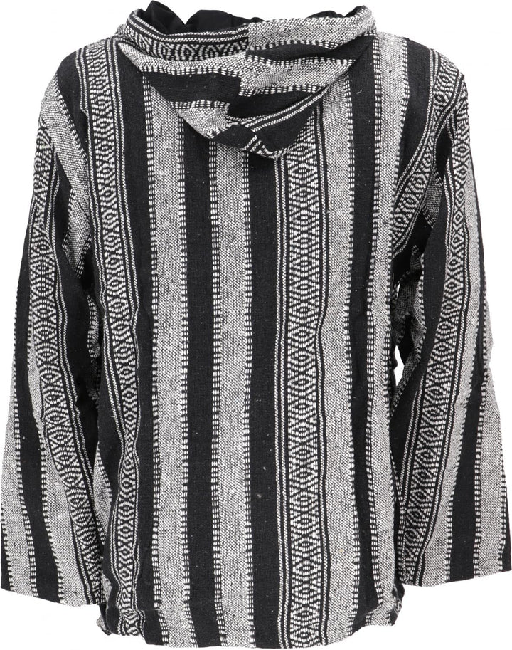 GURU SHOP Goa Kapuzenshirt, Baja Hoodie, Style Kapuzenpullover, Herren, Baumwolle, L Schwarz