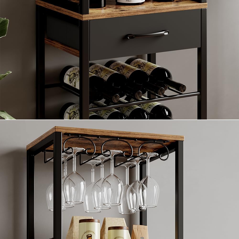 Vicco Weinregal Porto, Eiche rustikal, 40 x 147.5 cm mit Schublade, kombinierbar mit Porto-Serie zur