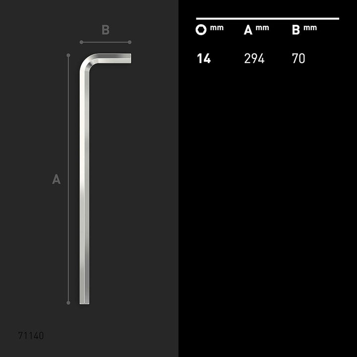 INBUS® 71140 Winkelschraubendreher (Extra lang) 14mm — Made in Germany 14 mm, 14 mm