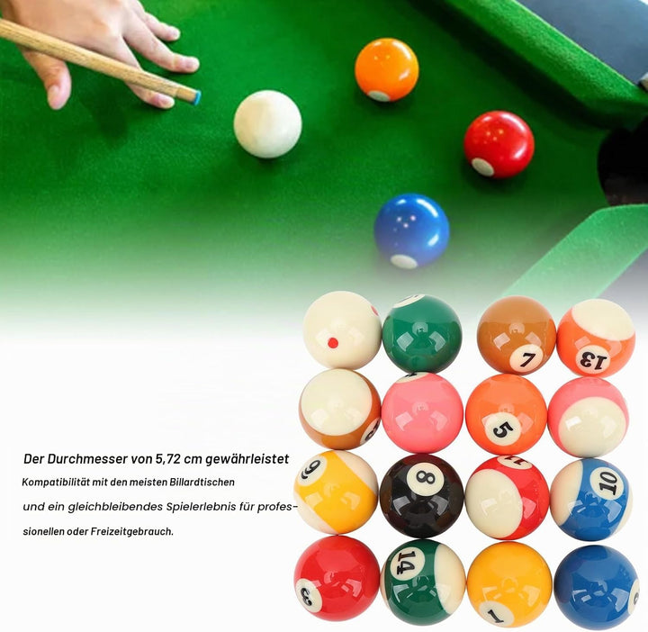 Billardkugeln Set, 16 Stück Billiard Kugel Set 5,72 cm/2,25 Zoll Durchmesser Billardtisch Kugeln Set