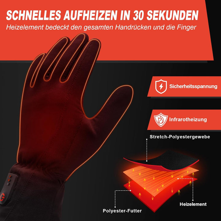 Dr.warm Dünn Beheizbare Handschuhe Liners, Beheizte Handschuhe Winterhandschuhe mit TYP C Akku, Size