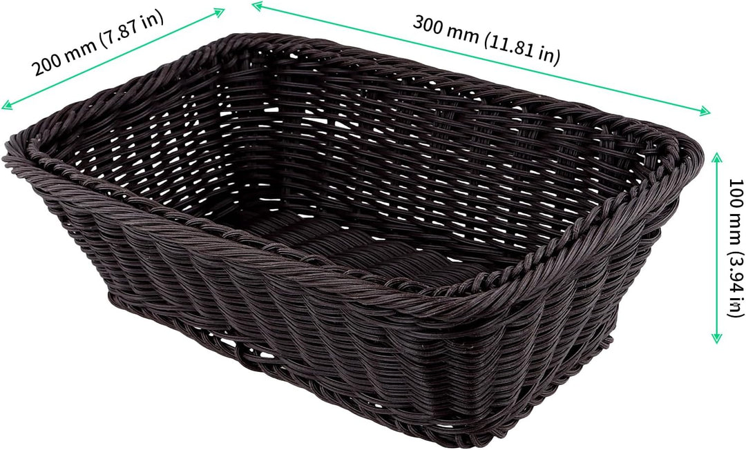 FUNSUEI 4 Stück 30 x 20 x 10 cm Brotkorb Kunststoff, Brotkörbchen Plastik Rechteckig, Rattan Korb Br