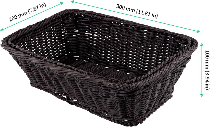 FUNSUEI 4 Stück 30 x 20 x 10 cm Brotkorb Kunststoff, Brotkörbchen Plastik Rechteckig, Rattan Korb Br