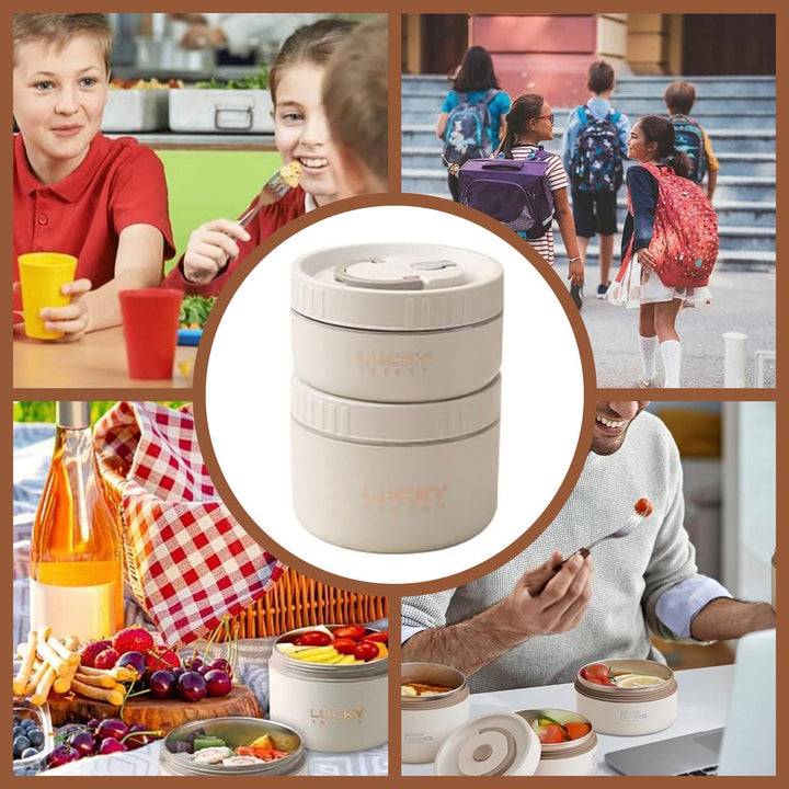 2 Stück Thermo Lunchbox Edelstahl Mit Tasche,Thermobehälter Für Essen,Auslaufsicher Essen Warmhalten