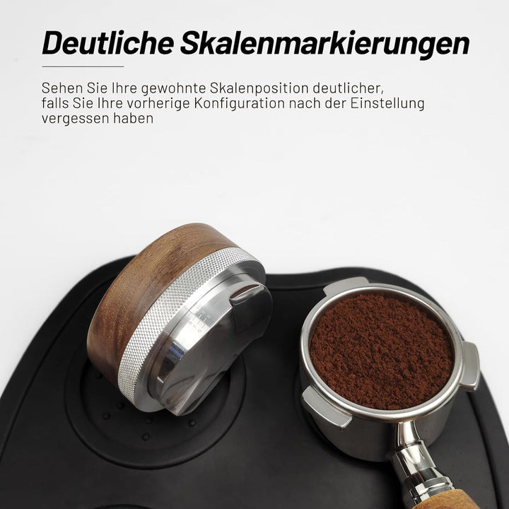 NOTSEK Espresso Distributor 51mm, Walnuss Höhenverstellbar Coffee Distributor für Kaffee Siebträger,