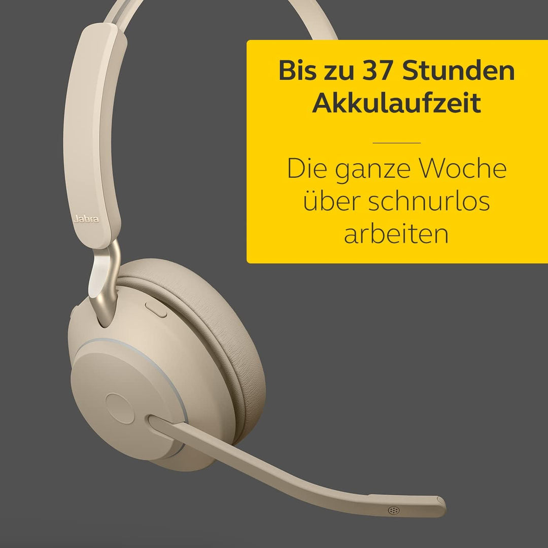 Jabra Evolve2 65 Wireless PC Headset with Charging Stand – Noise Cancelling Microsoft Teams Certifie