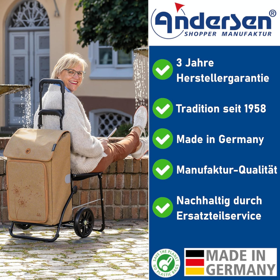 Andersen Einkaufstrolley - klappbar - 45 Liter - Mit Klappsitz bis 120 kg - höhenverstellbar - mit K