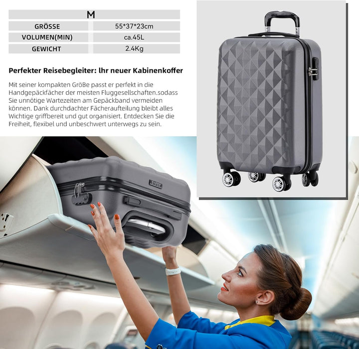 BEIBYE Zwillingsrollen 2066 Hartschale Trolley Koffer Reisekoffer Handgepäck Boardcase M (Business G