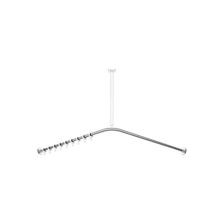 HEWI Vorhangstange (Duschvorhangstange) für Wanne 1000x1000 mm, inkl. Befestigungsmaterial - 900.34.