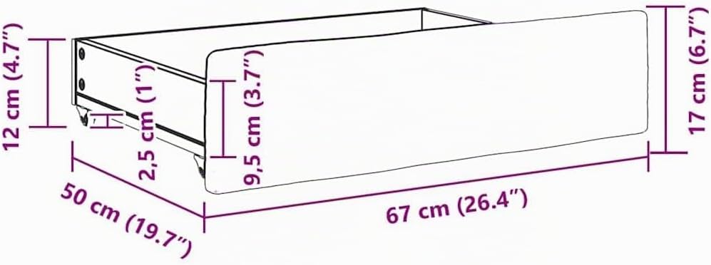 vidaXL Bettschubladen 2 Stk., Bettkasten mit Rollen, Schubkasten Schublade für Bett, Bettschubkasten
