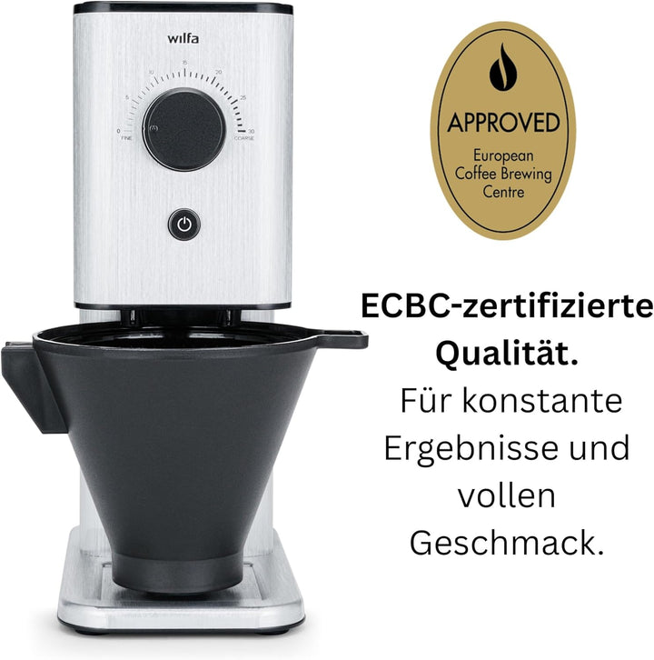 Wilfa ZENSE ALUX Kaffeemühle - 30 Mahlgrade - 40mm Edelstahl-Flachmahlwerk - Antistatik - luftdicht