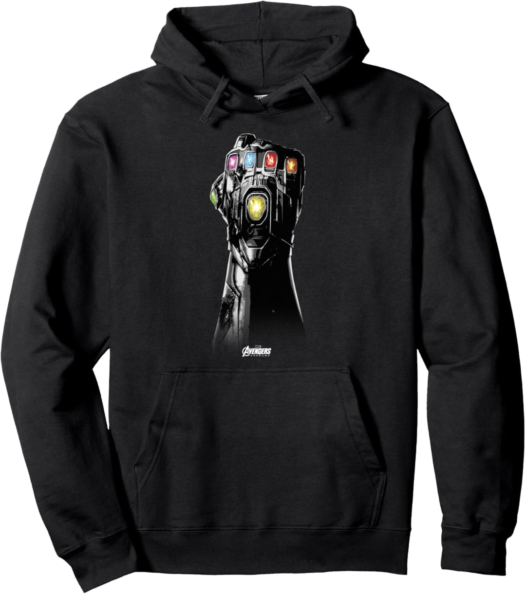 Marvel Avengers Endgame Infinity Stone Gauntlet Grey Scale Pullover Hoodie