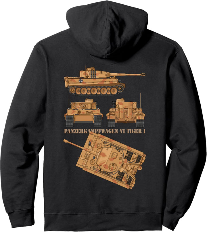 Panzer VI Tiger I WW2 Deutsche Armee Panzer Diagramme Pullover Hoodie