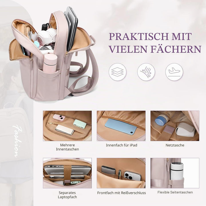 Rucksack Damen für Schule, Laptop Rucksack 16 Zoll, Gross Schultasche Arbeitstasche Lehrertasche Bac