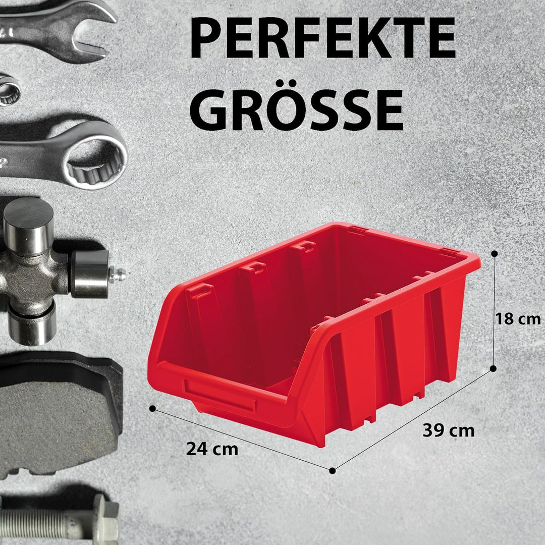 Werkstatt-Stapelkiste, Stapelbox aus PP Kunststoff, Sichtbox Stapelbox, Lagerboxen für Werkzeugswand