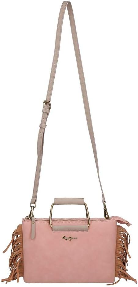 Pepe Jeans Fringe Brieftasche Handtasche Rosa 25X17 cms Synthetisches Leder Umhängetasche Nude, Umhä