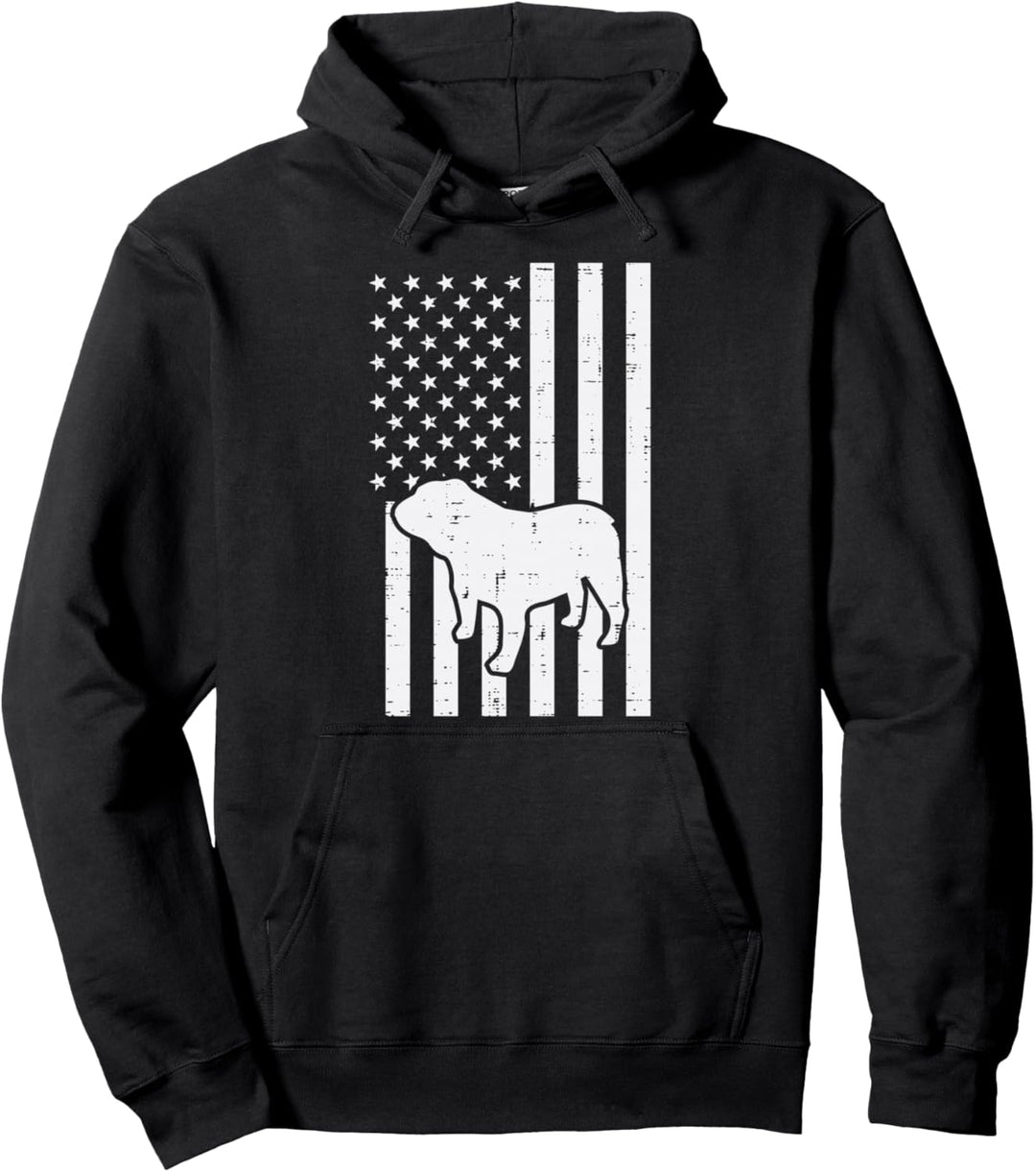 White US Flag Pitbull Vintage Patriot Pittie Dog Lover Gift Pullover Hoodie