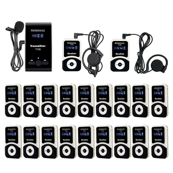 Retekess T130-T131 Audio Tour Guide System, 99 Kanäle Tour Guide System, 60M Reiseleitersystem, Audi