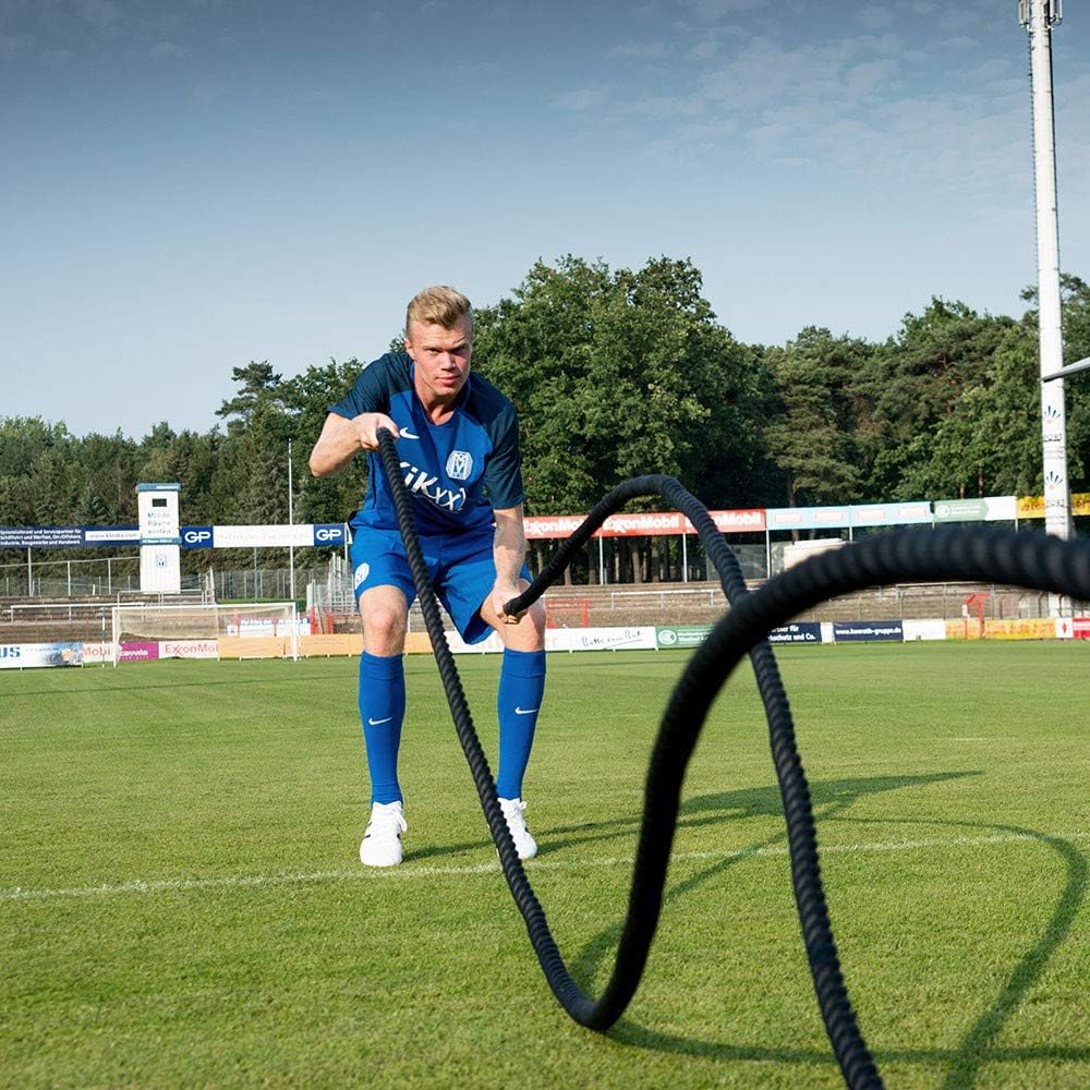 Cawila Gym Rope Traininsseil für Kraft & Ausdauer, 12 oder 15 Meter Länge, Battlerope Schwarz 12 m,