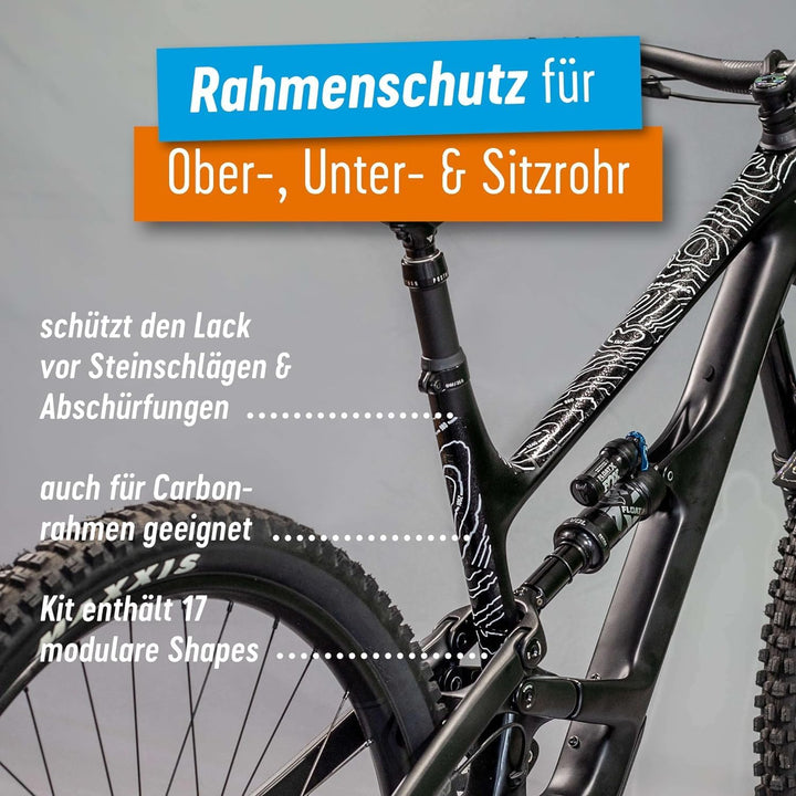 Riesel Design® - „Frame:Guard“ Fahrrad Rahmenschutz - Stylische Fahrrad Schutzfolie 17 Selbstklebend