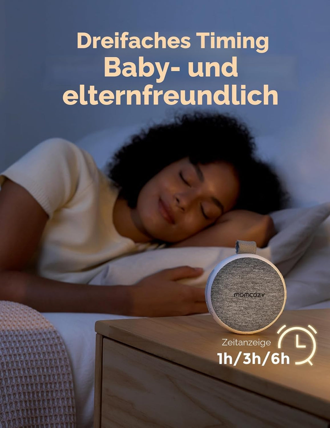 Momcozy WN06 Tragbare White Noise Machine Baby mit Nachtlicht – Weisses Rauschen Gerät für Neugebore