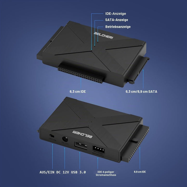 USB 3.0 auf IDE- und SATA-Adapter, externer Festplattenadapter für universelle 2,5 oder 3,5 Zoll SAT