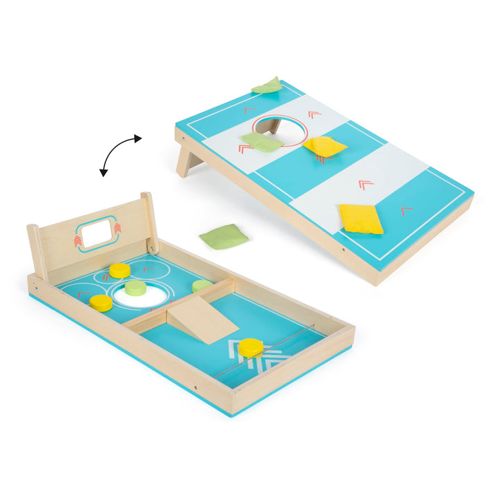 small foot Cornhole und Sling Puck Spiel „Active“ aus Holz, 2-in1-Wurfspiel, Familienspiel für Kinde