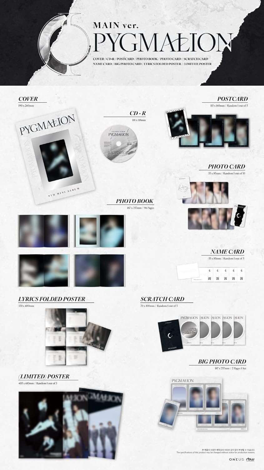 ONEUS - PYGMALION [MAIN ver.] 9th Mini Album+Folded Poster (+ 1 Folded Poster), + 1 Folded Poster