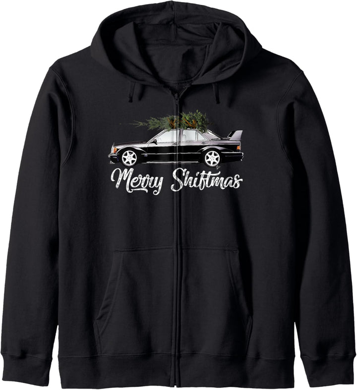 W201 190e merry shiftmas ugly sweater vintage retro auto Kapuzenjacke