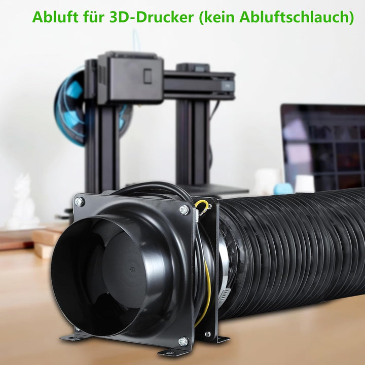Moonjor 100mm Axial Rohrventilator, 119m³/h Abluftventilator Kanalventilator mit Ein-Aus Schalter fü