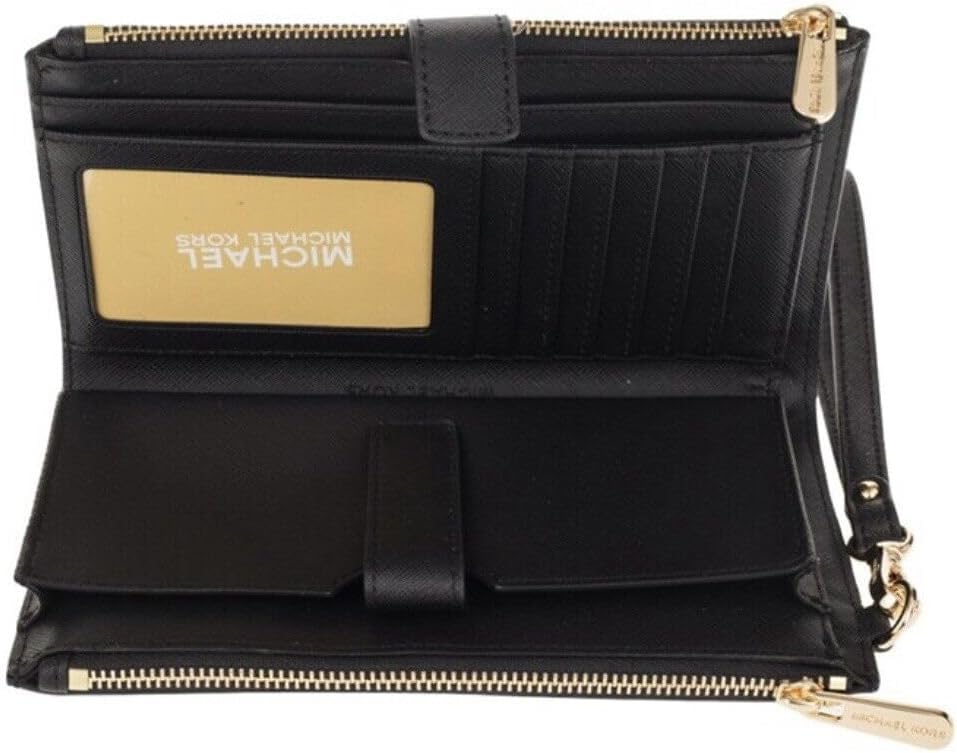 Michael Kors Damen Jet Set Travel Double Zip Wristlet Schwarzes Saffiano, Schwarzes Saffiano