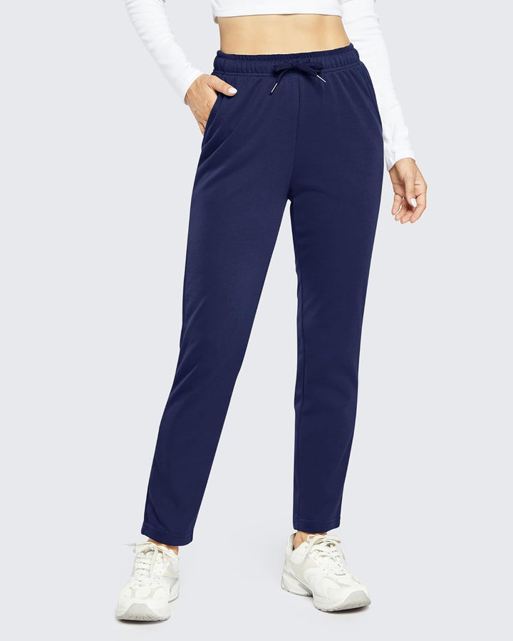 OUGES Jogginghose Damen Sporthose Lang Hose Baumwolle Freizeithose Trainingshose mit Taschen für Fra