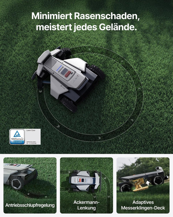 Segway Navimow X420 Mähroboter mit Garage X + 8 Sätze Klinge (separater Versand), für 2000 ㎡, Zero-T