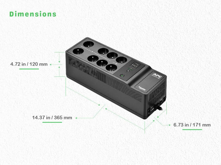 APC Back-UPS BE Series BE1050G2 USV Wandmontage / Aufputzmontage USB-C + USB-A Wechselstrom 230 V 60