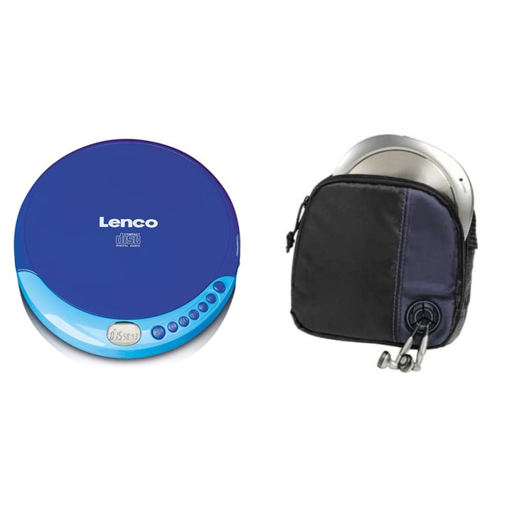 Lenco CD-011 Tragbarer CD-Player Walkman - Diskman - CD Walkman - Blau & Hama CD-Player-Tasche für D