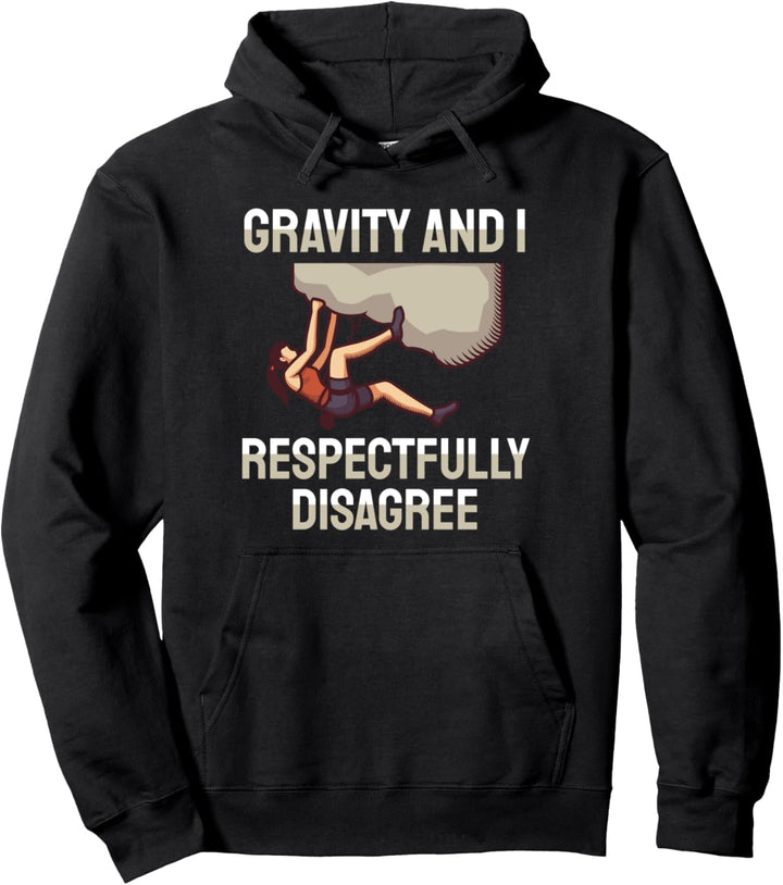 Klettern Bouldern Freeclimbing Kletterer I Erdanziehung Pullover Hoodie