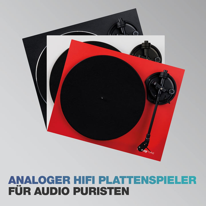 Reloop Turn 2-Wei Analoger HiFi Plattenspieler für Audio Puristen, Weiss, Weiss