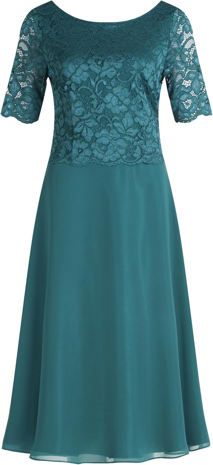 Vera Mont Damen Cocktailkleid mit Spitze 44 Dark Emerald, 44 Dark Emerald
